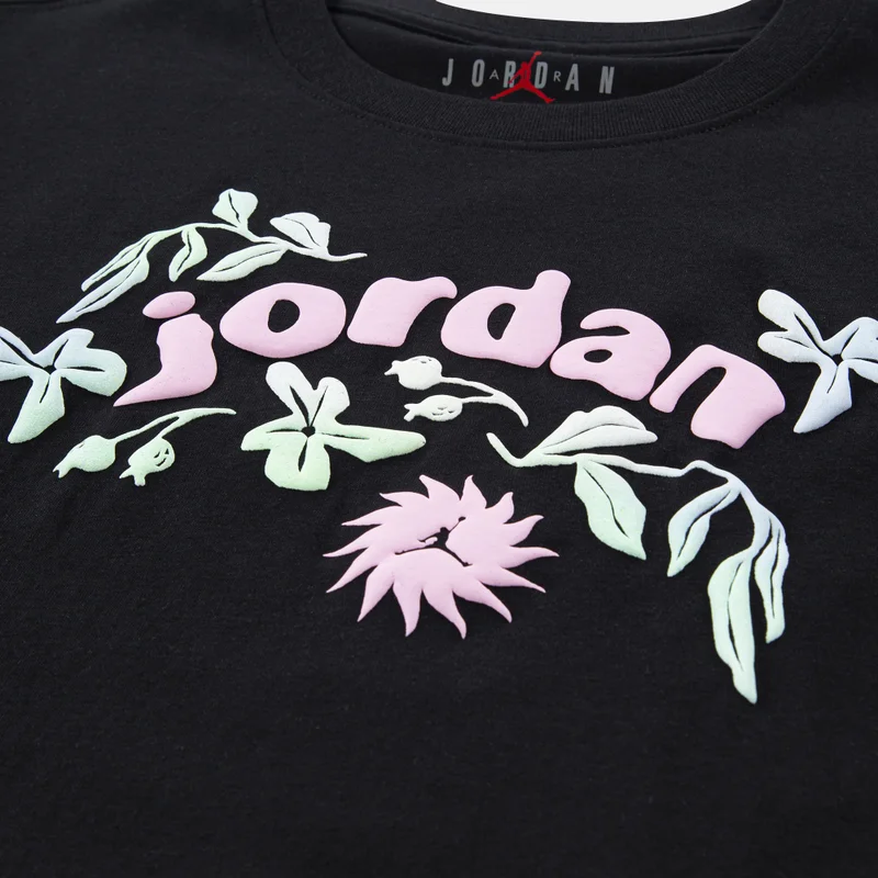 Jordan Black Kids' Puff Floral T-Shirt  | Best Price UAE